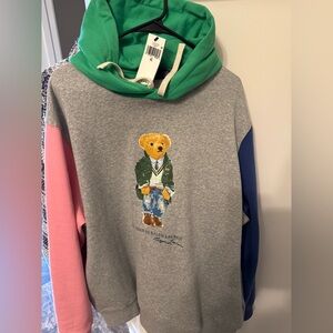 Polo Ralph Lauren Green Hooded Sweatshirt with Cream Drawcords